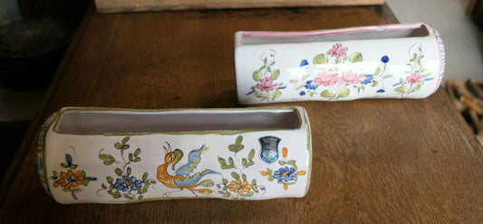 LOT DE 2 JARDINIERES DE TABLE EN FAIENCE DE MARTRES TOLOSANE