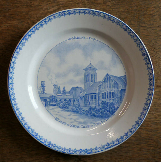 ASSIETTE BELGIQUE NIMY MANUFACTURE IMPERIALE & ROYALE MARCINELLE EGLISE PUITS 12
