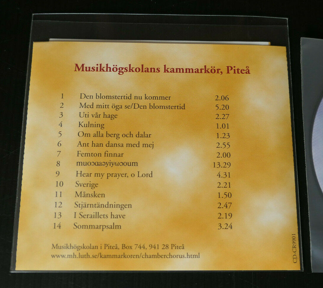 CD MUSIKHOGSKOLANS KAMMARKOR PITEA / DEN BLOMSTERTID NU KOMMER