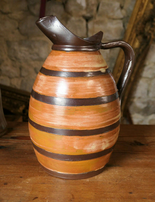 GRAND PICHET EN GRES VINTAGE TURGIS LE TRONQUAY NORMANDIE CALVADOS DECO
