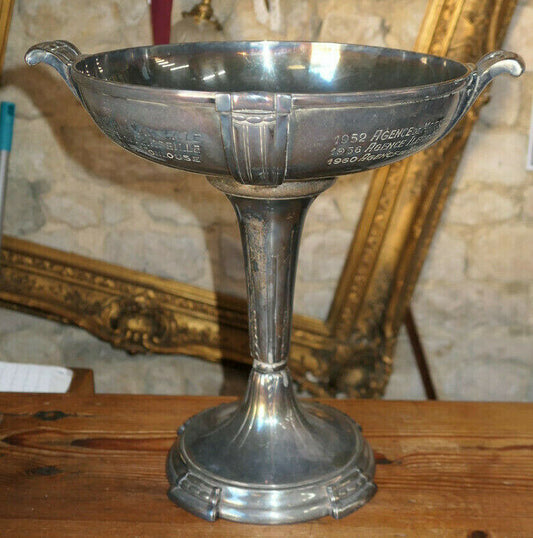 ANCIENNE COUPE EN METAL ARGENTE DATES OUVERTURES ENTREPRISES AGENCES