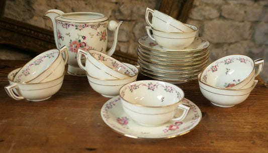 SERVICE A THE OU CAFE EN PORCELAINE DE LIMOGES D'ARTOIS ANCIENNE FABRIQUE ROYALE