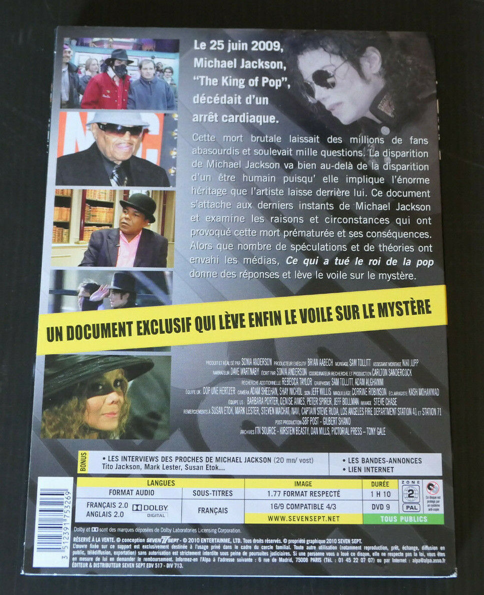 DVD MICHAEL JACKSON / CE QUI A TUE LE ROI DE LA POP / 2010