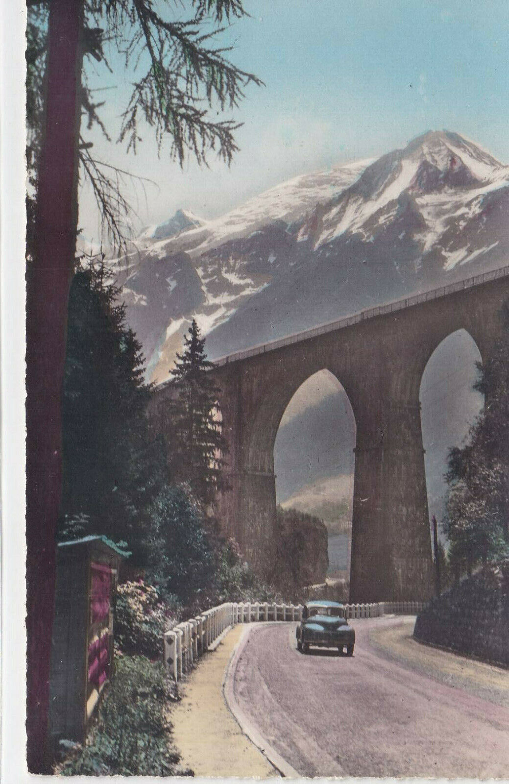 POSTCARD CPSM MONT BLANC MASSIF ROUTE FROM FAYET TO CHAMONIX VIADUCT