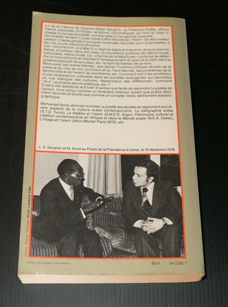 LEOPOLD SEDAR SENGHOR / LA POESIE DE L'ACTION / MOHAMED AZIZA / STOCK 1980