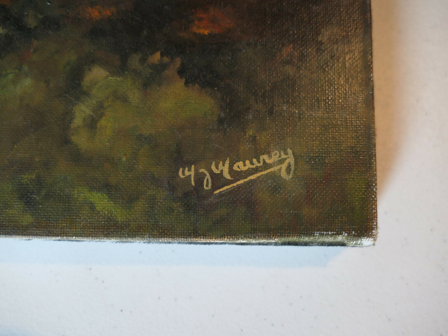 PEINTURE HST FEU DE FORET NATURE FOREST FIRE CATASTROPHIC ORIGINAL ART SIGNED