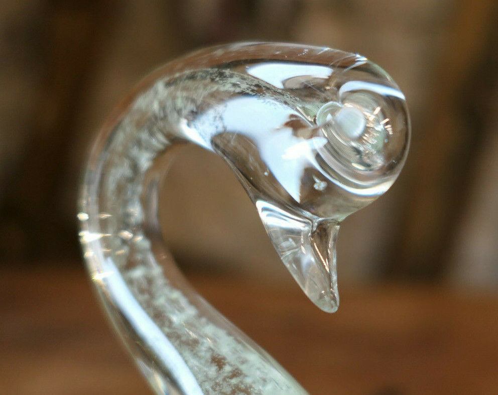 CYGNE EN VERRE AVEC INCLUSIONS / SUJET OBJET DE VITRINE DECORATIF DECO OISEAU
