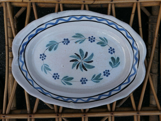 ANCIEN PLAT TERRE CUITE VERNISSEE XIXe SIECLE DECO CUISINE ART POPULAIRE