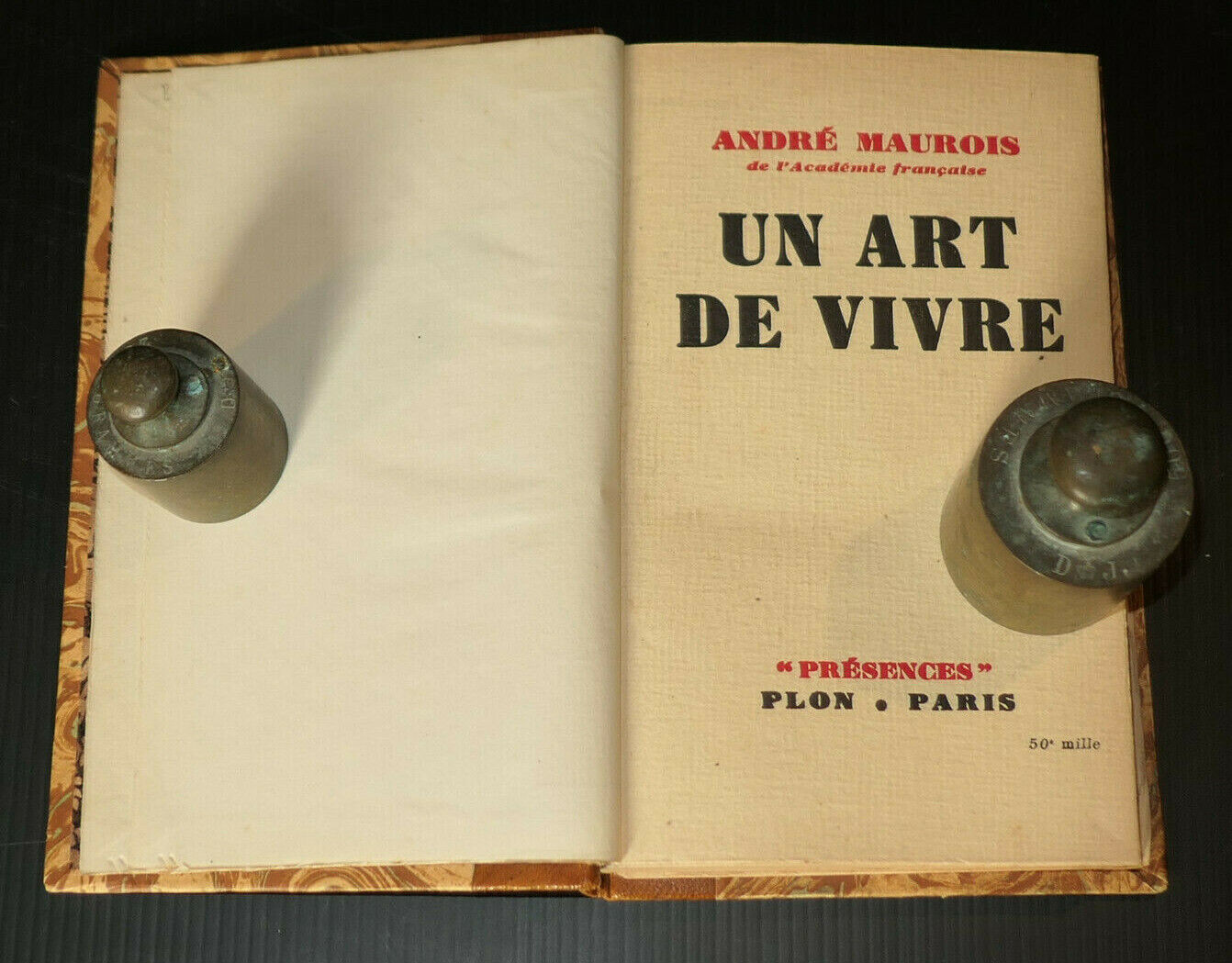 ANDRE MAUROIS / UN ART DE VIVRE / PLON PRESENCES 1940