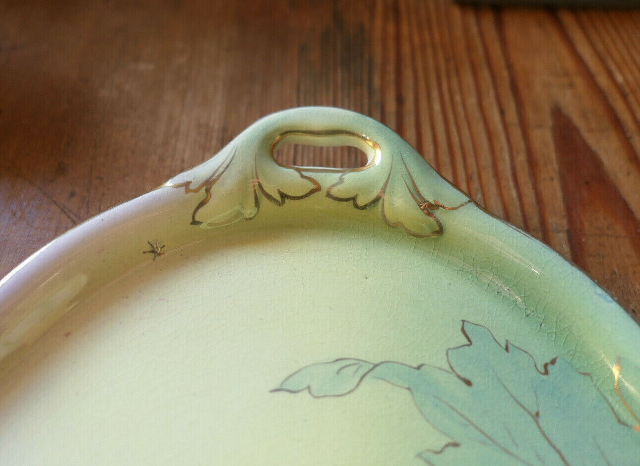 ANCIEN PLATEAU EN FAIENCE DE LUNEVILLE KG ART NOUVEAU CIRCA 1900 DECOR FLORAL