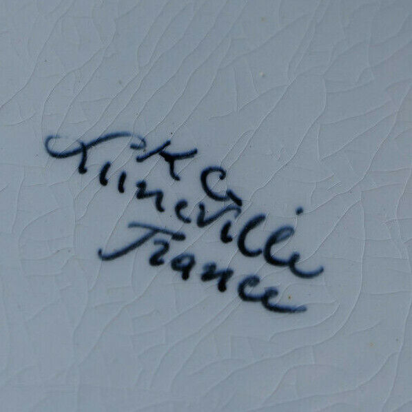 ANCIEN PLATEAU EN FAIENCE DE LUNEVILLE KG ART NOUVEAU CIRCA 1900 DECOR FLORAL