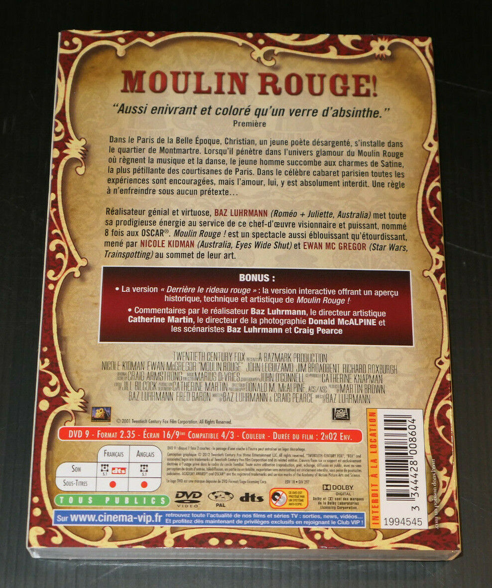 DVD MOULIN ROUGE / NICOLE KIDMAN EWAN MCGREGOR