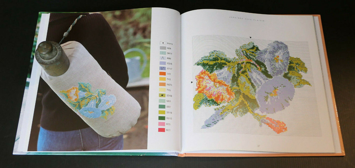 LOT DE 2 LIVRES / BRODERIES INDIENNES / LE POINT DE CROIX & LE JARDIN / LTA DMC