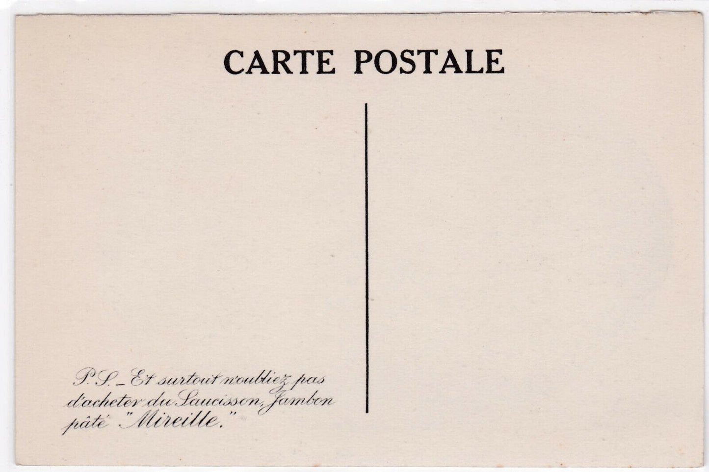 OLD ADVERTISING POSTCARD CPA MIREILLE CHARCUTERIE FOOD