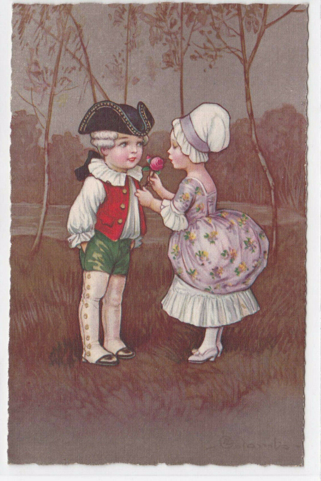 CARTE POSTALE ANCIENNE CPA FANTAISIE ITALIE ITALY JEUNE COUPLE AMOUREUX