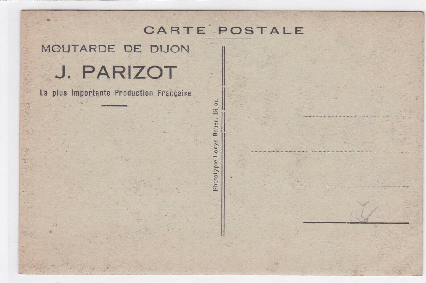 OLD POSTCARD CPA DIJON TOWN HALL ADVERTISING PARIZOT MUSTARD