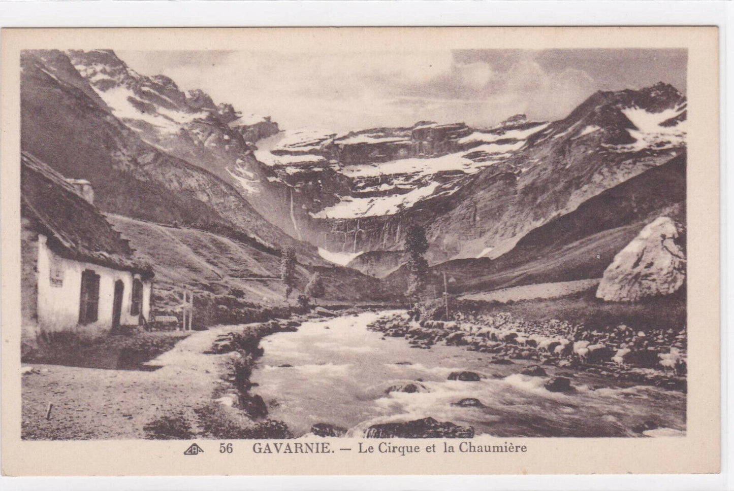 OLD BLACK & WHITE POSTCARD CPA GAVARNIE THE CIRCUS AND THE COTTAGE