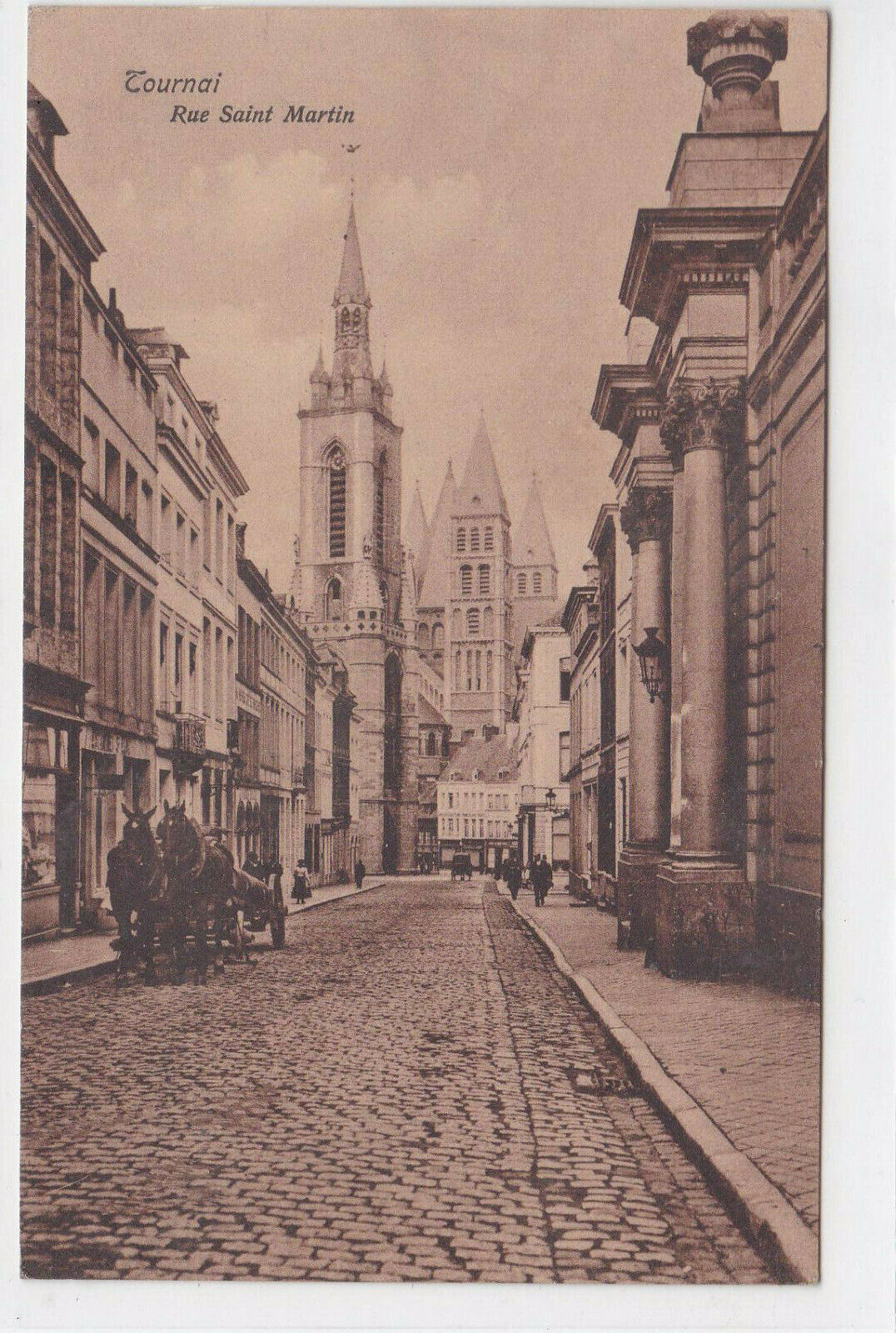 CARTE POSTALE ANCIENNE NOIR & BLANC TOURNAI RUE SAINT MARTIN