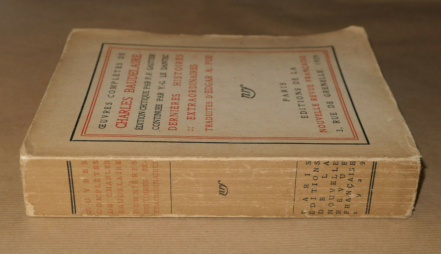 OEUVRES COMPLETES DE CHARLES BAUDELAIRE EDGAR ALLAN POE NRF 1929 NUMEROTE