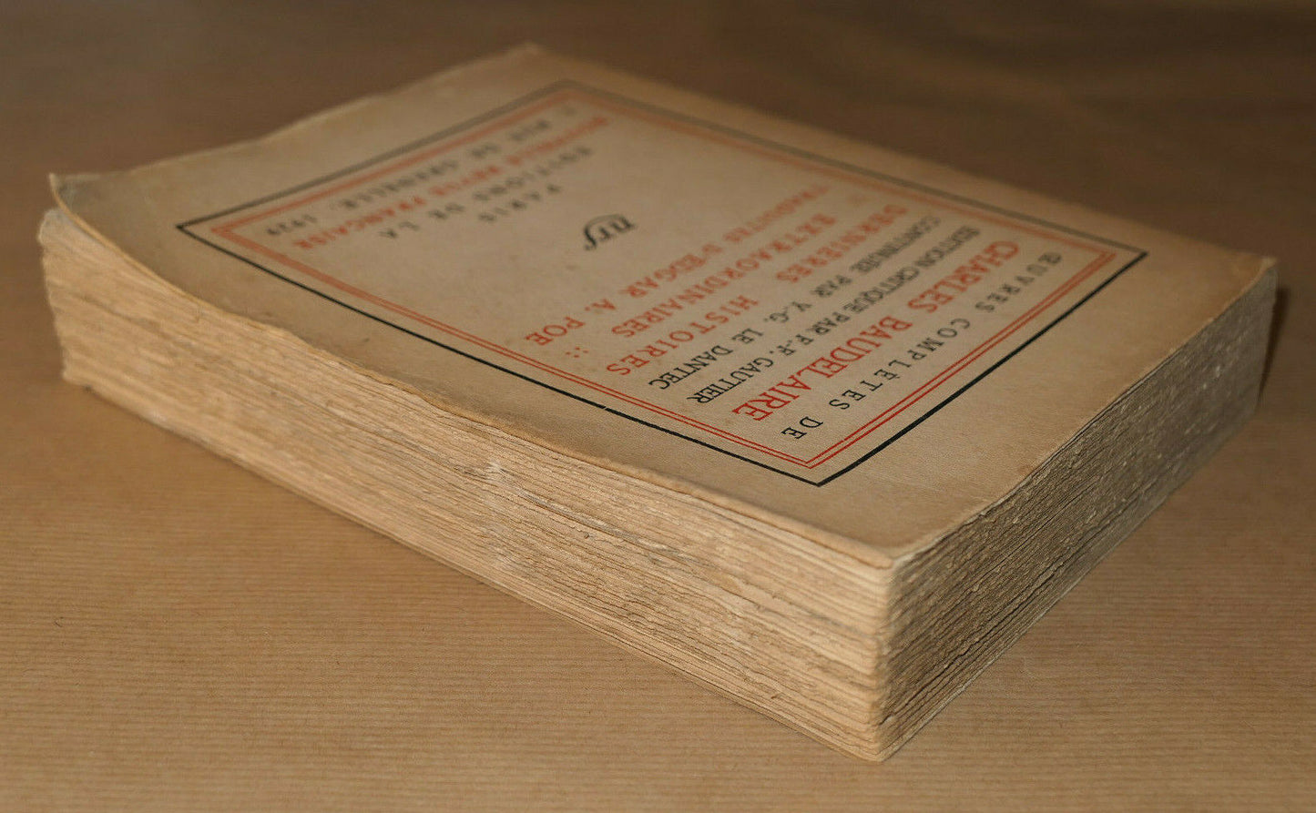 OEUVRES COMPLETES DE CHARLES BAUDELAIRE EDGAR ALLAN POE NRF 1929 NUMEROTE