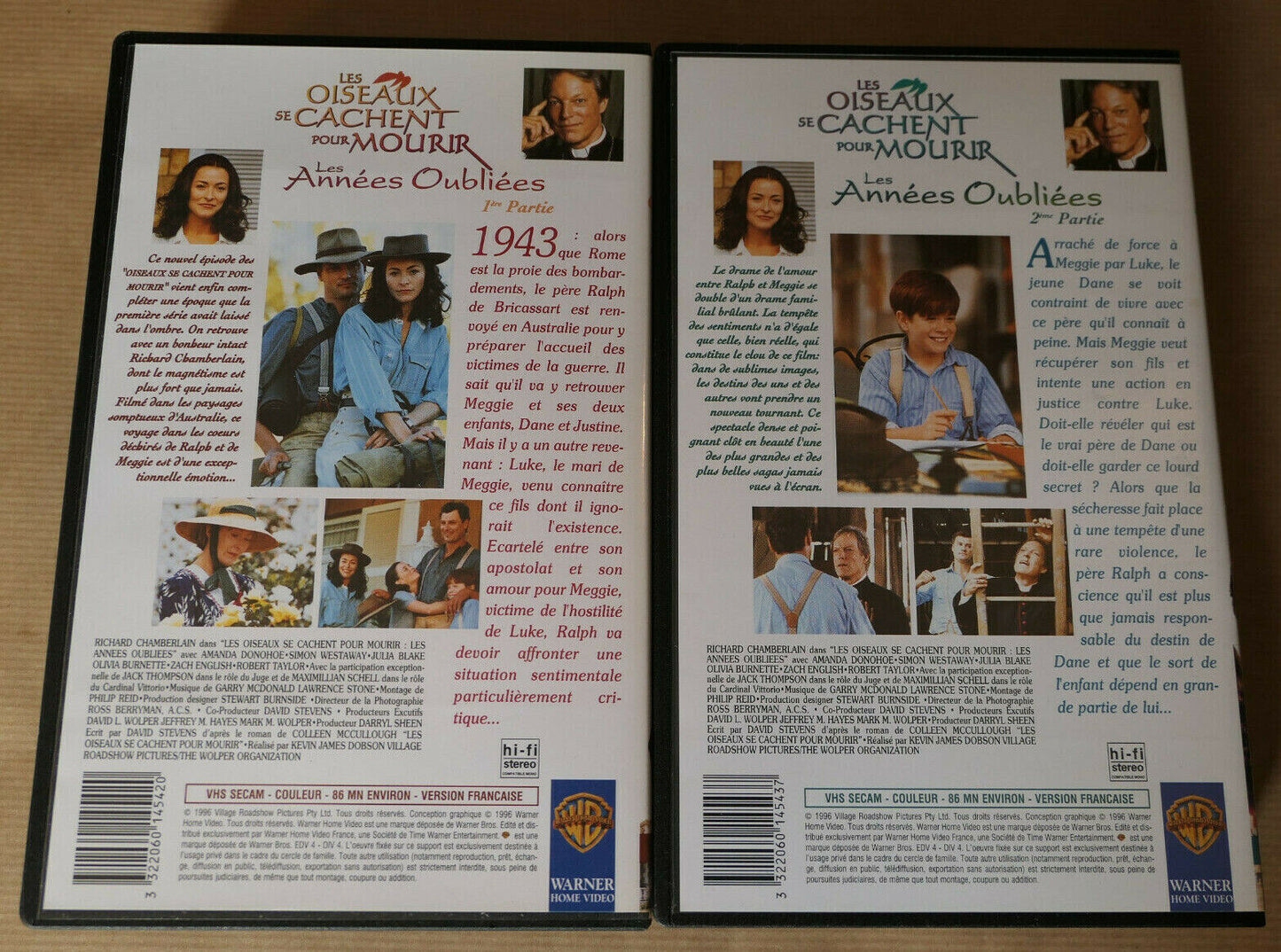 VHS CASSETTE VIDEO LES OISEAUX SE CACHENT POUR MOURIR RICHARD CHAMBERLAIN