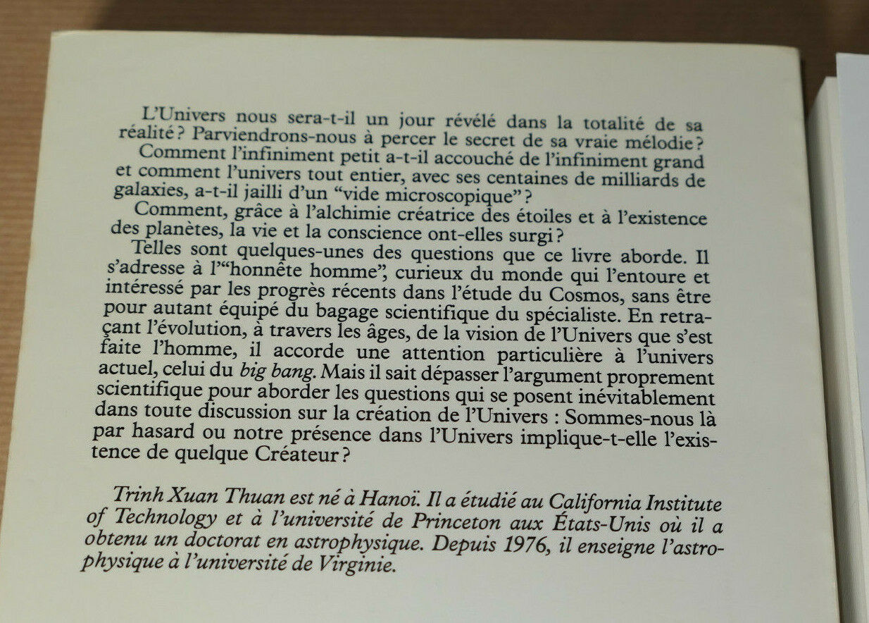 TRINH XUAN THUAN / LOT DE 3 LIVRES / SCIENCE ASTROPHYSIQUE UNIVERS