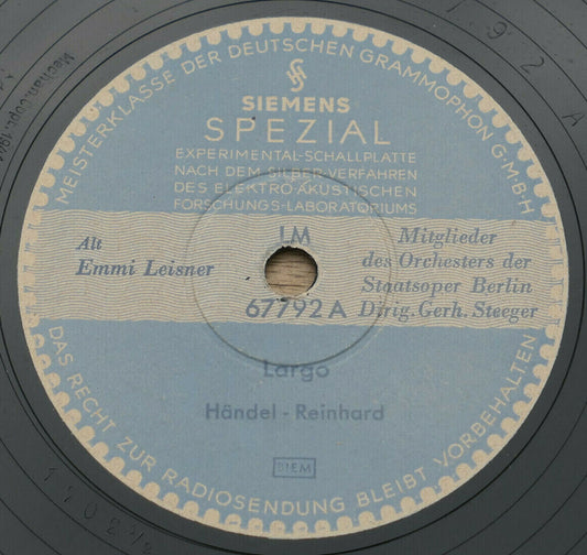 78T 78RPM 30CM 12" EMMI LEISNER HANDEL REINHARD KROLL SIEMENS SPEZIAL 67792