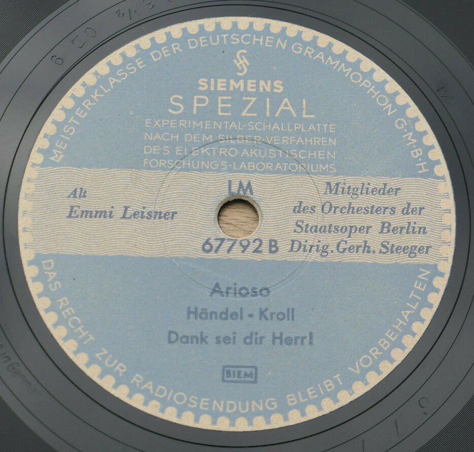 78T 78RPM 30CM 12" EMMI LEISNER HANDEL REINHARD KROLL SIEMENS SPEZIAL 67792