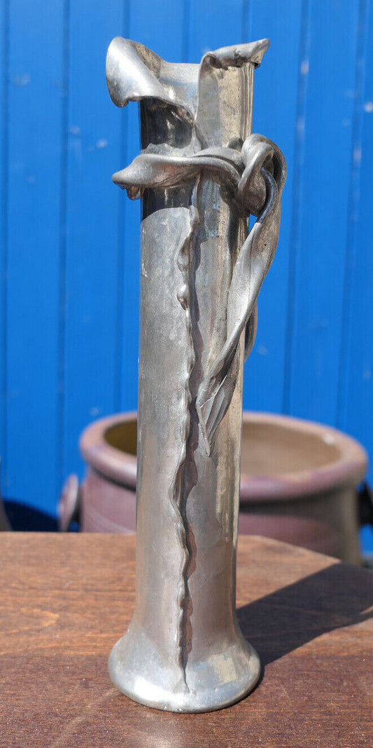 VASE SOLIFLORE ETAIN ARGENTE JEAN GOARDERE DECO VINTAGE