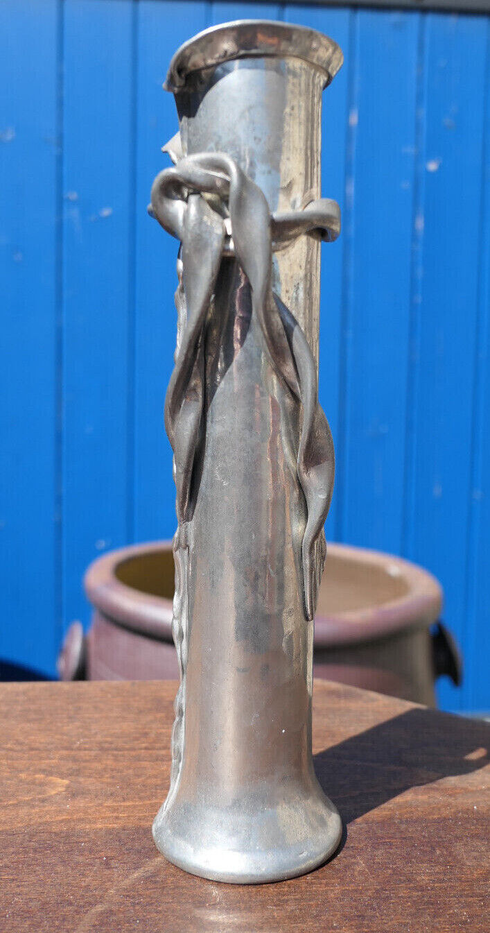 VASE SOLIFLORE ETAIN ARGENTE JEAN GOARDERE DECO VINTAGE