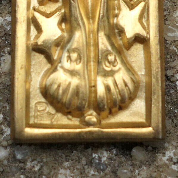 ANCIEN PENDENTIF CROIX METAL DORE SIGNED FERNAND PY CIRCA 1930 RELIGIOUS