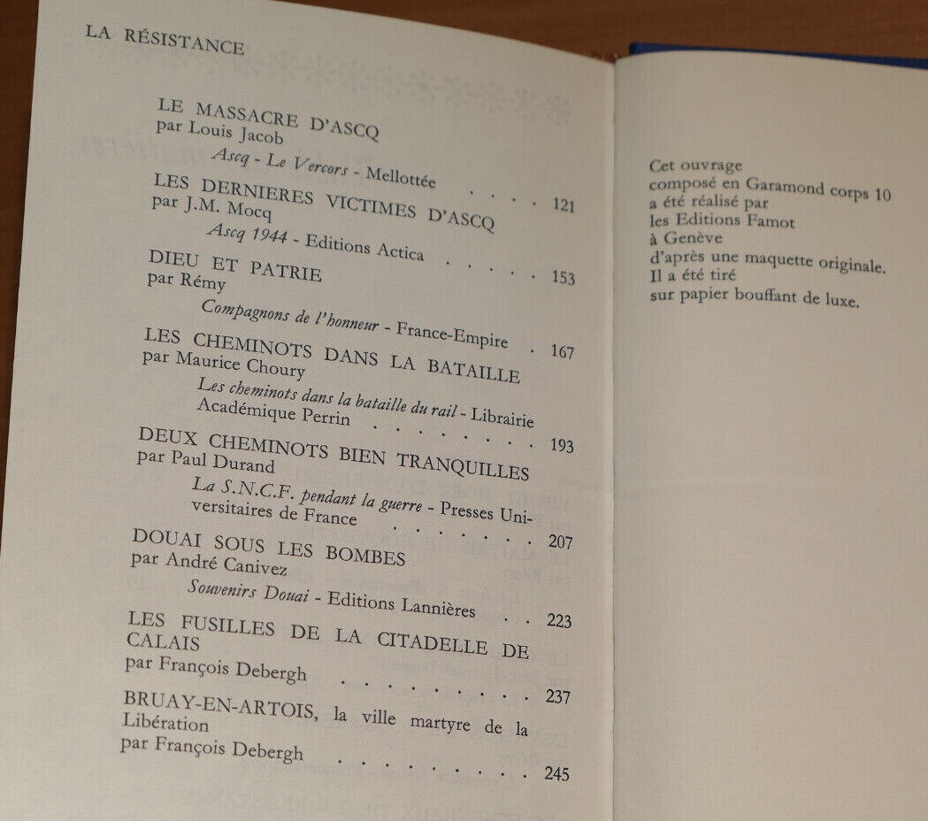 LA RESISTANCE DANS LE NORD / HISTOIRE MILITARIA WW2 RECITS / EDITIONS FAMOT 1974