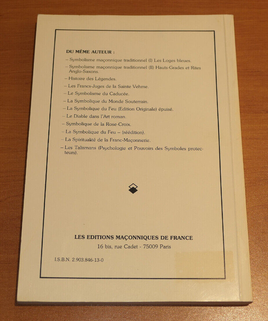 LA SYMBOLIQUE DU CABINET DE REFLEXION / EDITIONS MACONNIQUES DE FRANCE 1984