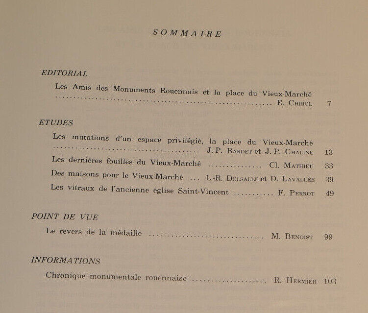 LE VIEUX-MARCHE DE ROUEN / LES AMIS DES MONUMENTS ROUENNAIS NUMERO SPECIAL 1979