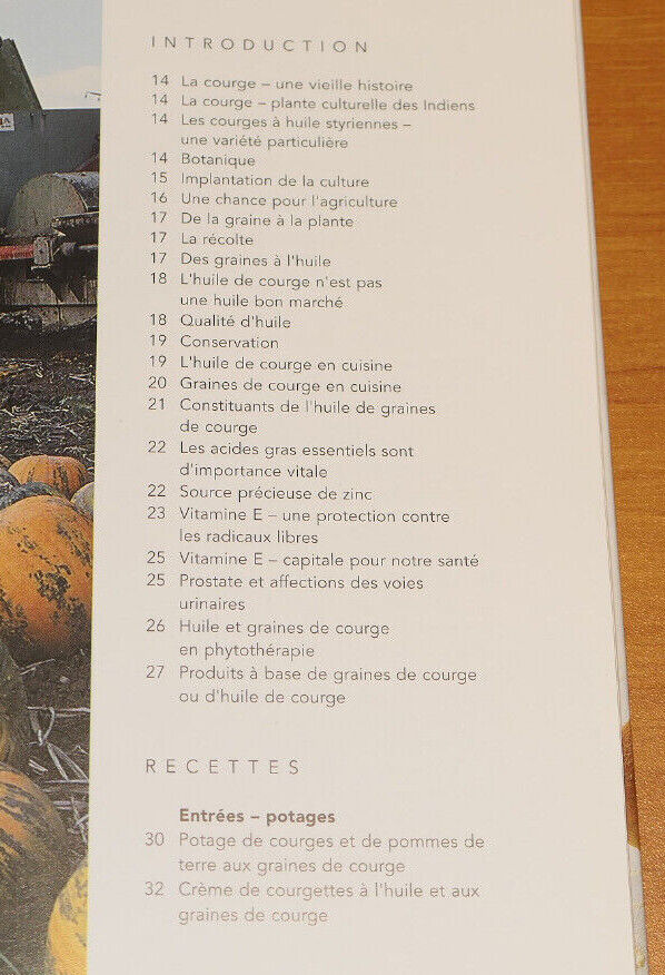 HUILE ET GRAINES DE COURGE POUR LA SANTE ET LA CUISINE / VIRIDIS 2001