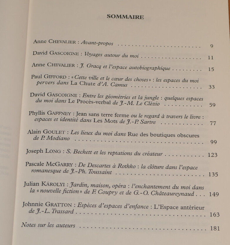 LE MOI & SES ESPACES / PRESSES UNIVERSITAIRES DE CAEN 1997 / LITTERATURE