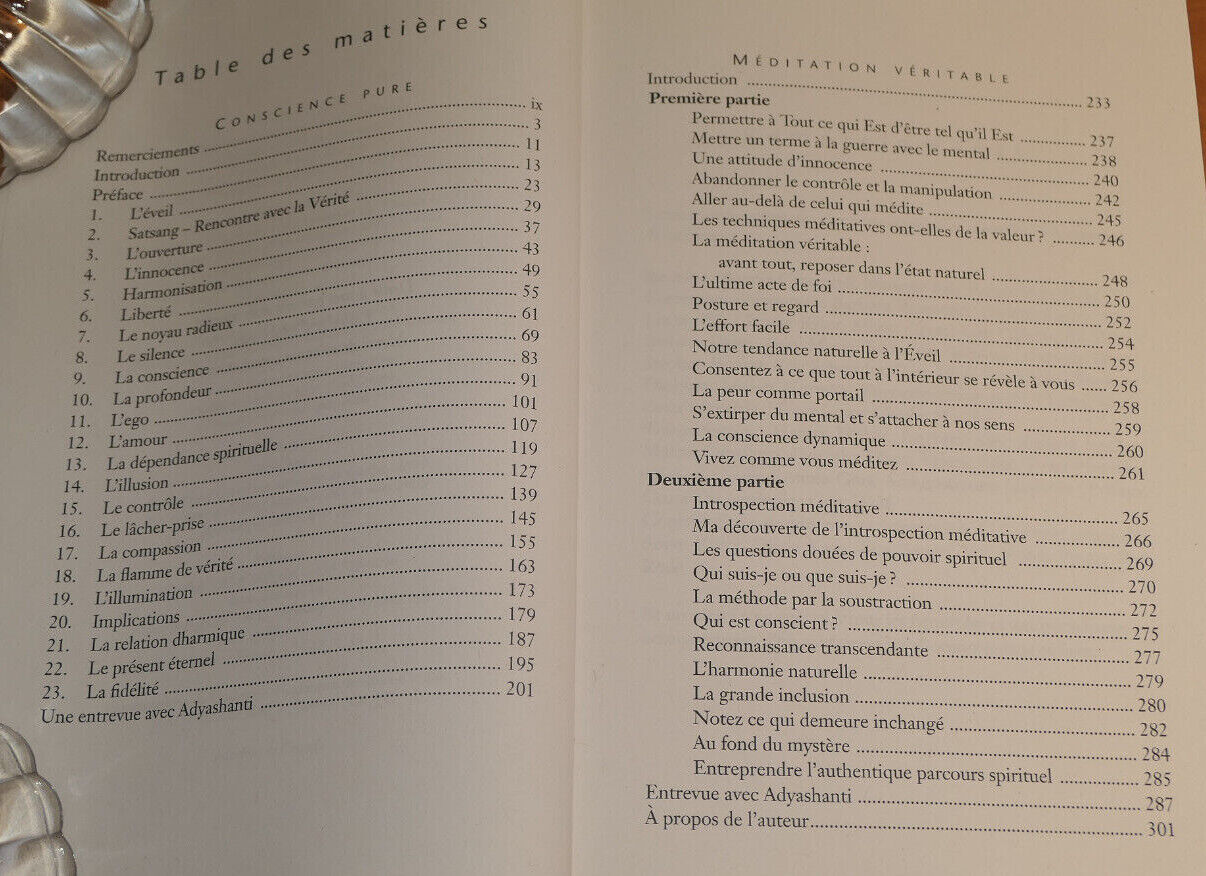 ADYASHANTI / CONSCIENCE PURE ET MEDITATION VERITABLE / ARIANE 2009 SPIRITUALITE