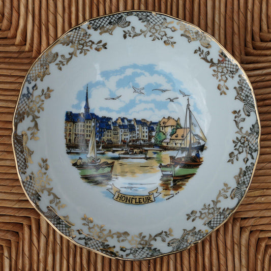 COUPELLE EN PORCELAINE DE LIMOGES HONFLEUR NORMANDIE DECO PORT BATEAUX MARINE
