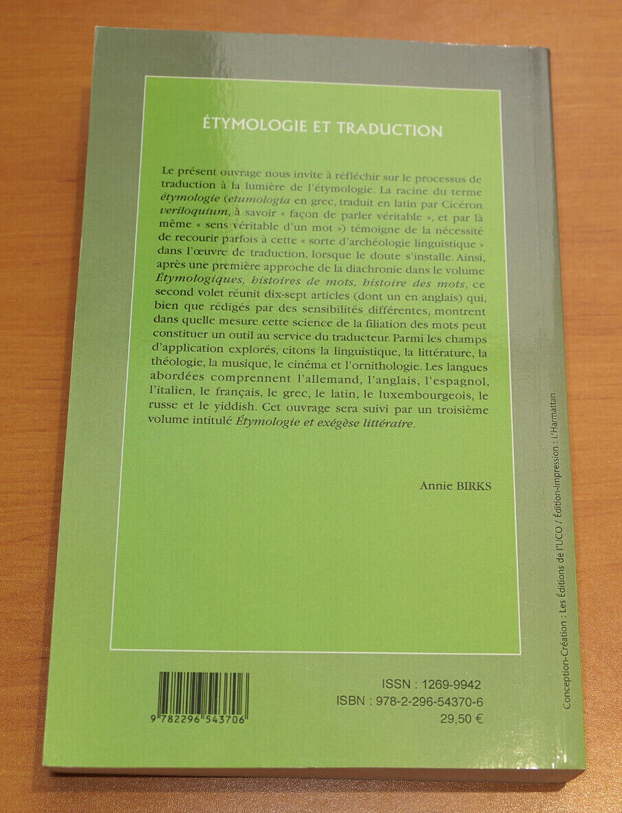 ETYMOLOGIE ET TRADUCTION / CAHIERS DU CIRHILL 34 / UCO / L'HARMATTAN 2011