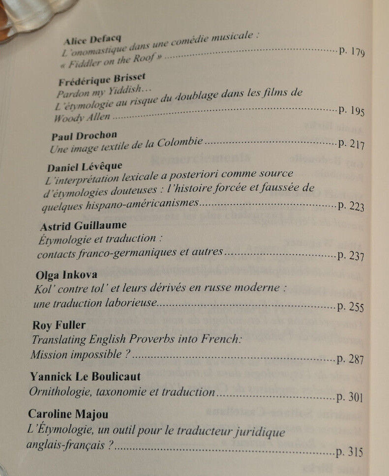 ETYMOLOGIE ET TRADUCTION / CAHIERS DU CIRHILL 34 / UCO / L'HARMATTAN 2011