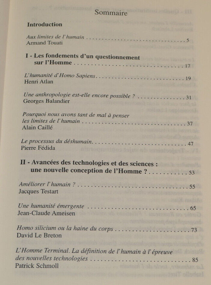 AUX LIMITES DE L'HUMAIN / COLLECTIF CULTURES EN MOUVEMENT 2003 / ANTHROPOLOGIE
