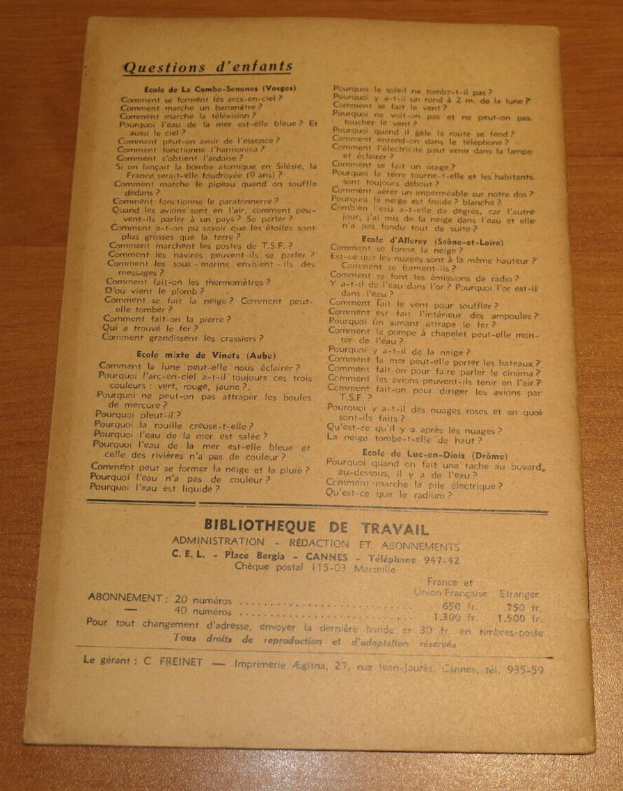 BIBLIOTHEQUE DE TRAVAIL N°260 / TRANSPORTS D'ANIMAUX / 1954