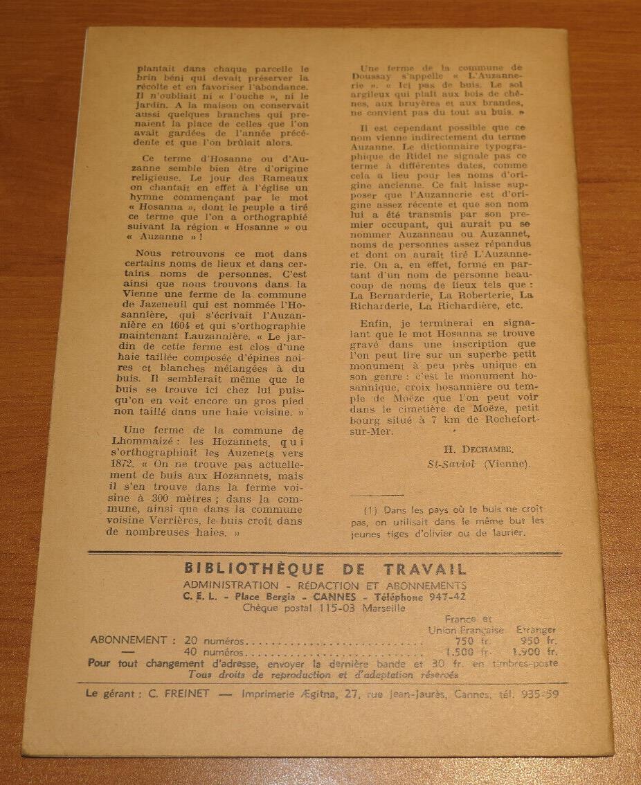 BIBLIOTHEQUE DE TRAVAIL N°305 / HISTOIRE DE LA CHARRUE / 1955