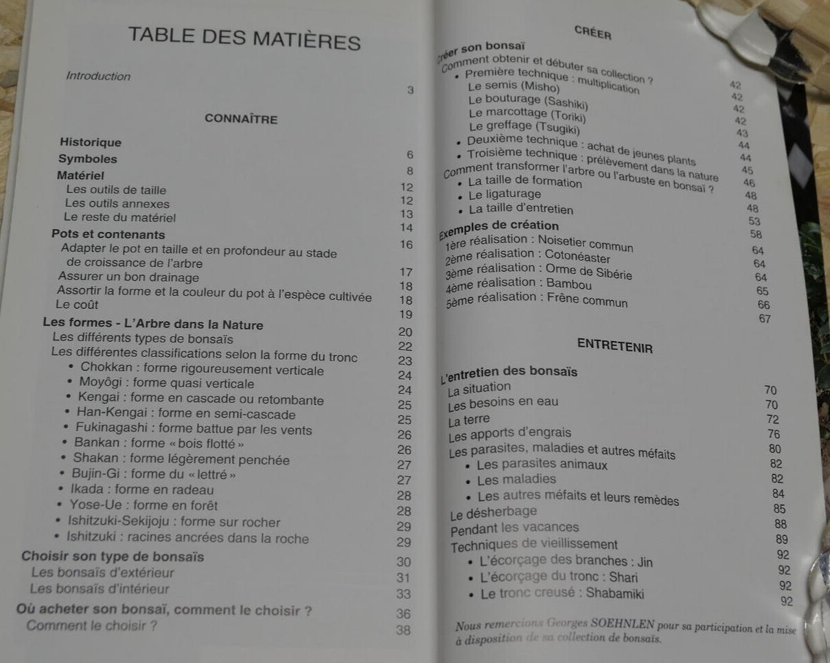 ACHETER CREER ENTRETENIR SON BONSAI / ARBRE NATURE CONSEILS PRATIQUES / 1998