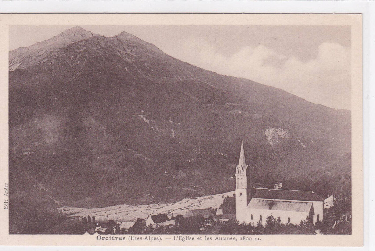 OLD POSTCARD CPA ORCIERES THE CHURCH AND THE AUTANES HAUTES-ALPES