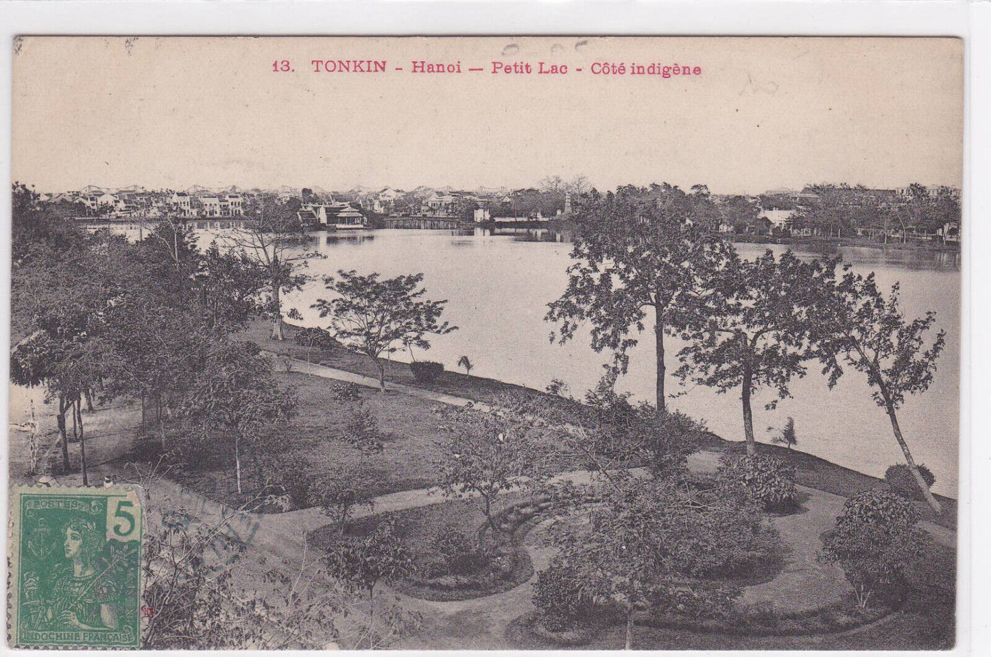 CARTE POSTALE ANCIENNE CPA TONKIN HANOI PETIT LAC COTE INDIGENE (1908)