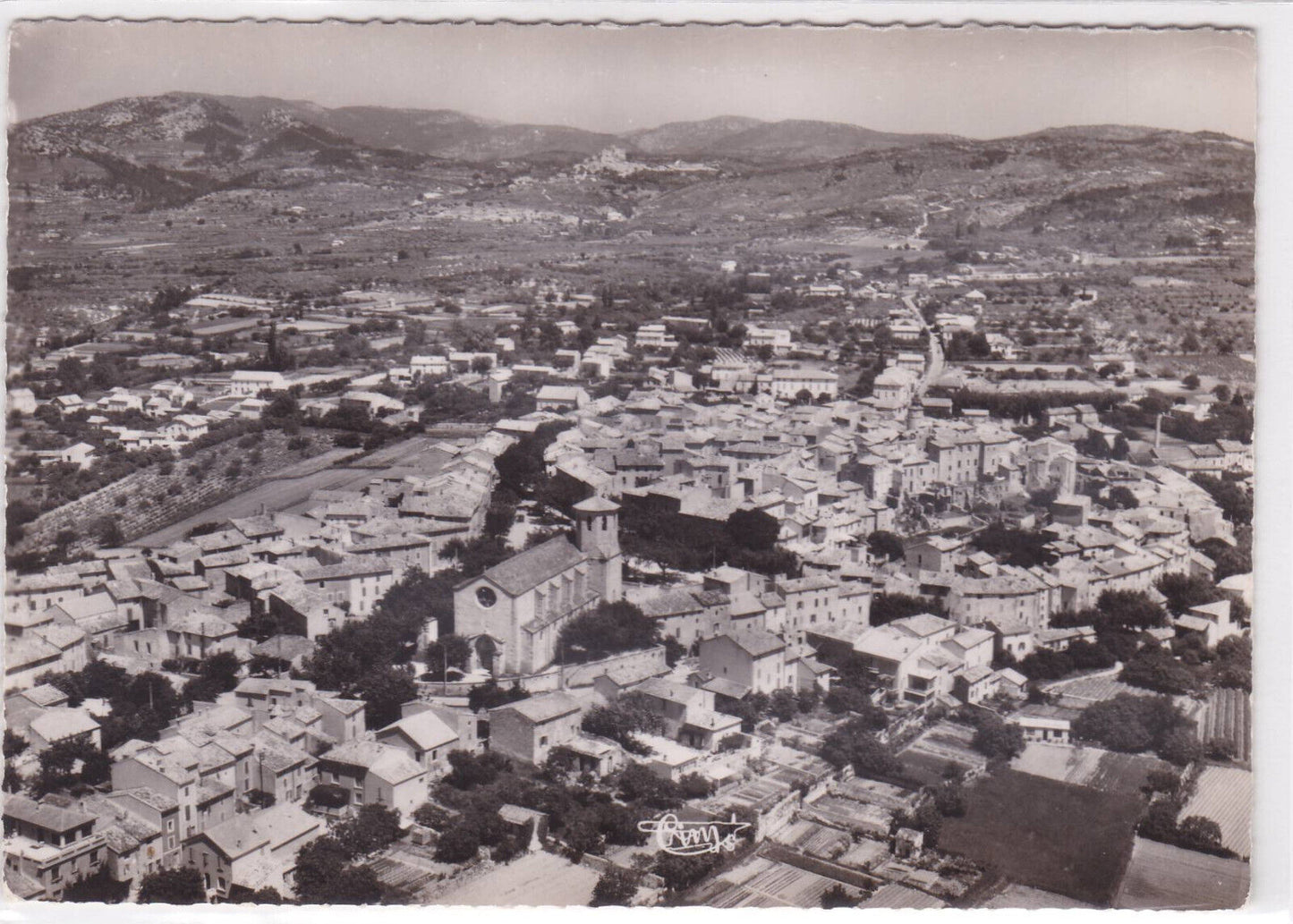 POSTCARD CPSM CAROMB GENERAL AERIAL VIEW IN THE BACKGROUND LE BARROUX VAUCLUSE