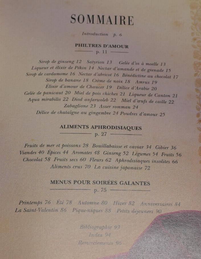 LES MENUS PLAISIRS / SAVEURS VERTUS ET SECRETS DE LA CUISINE APHRODISIAQUE