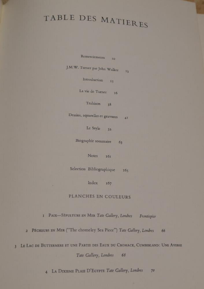 WILLIAM TURNER / TEXTE JOHN WALKER / EDITIONS CERCLE D'ART 1980 / ART PEINTURE