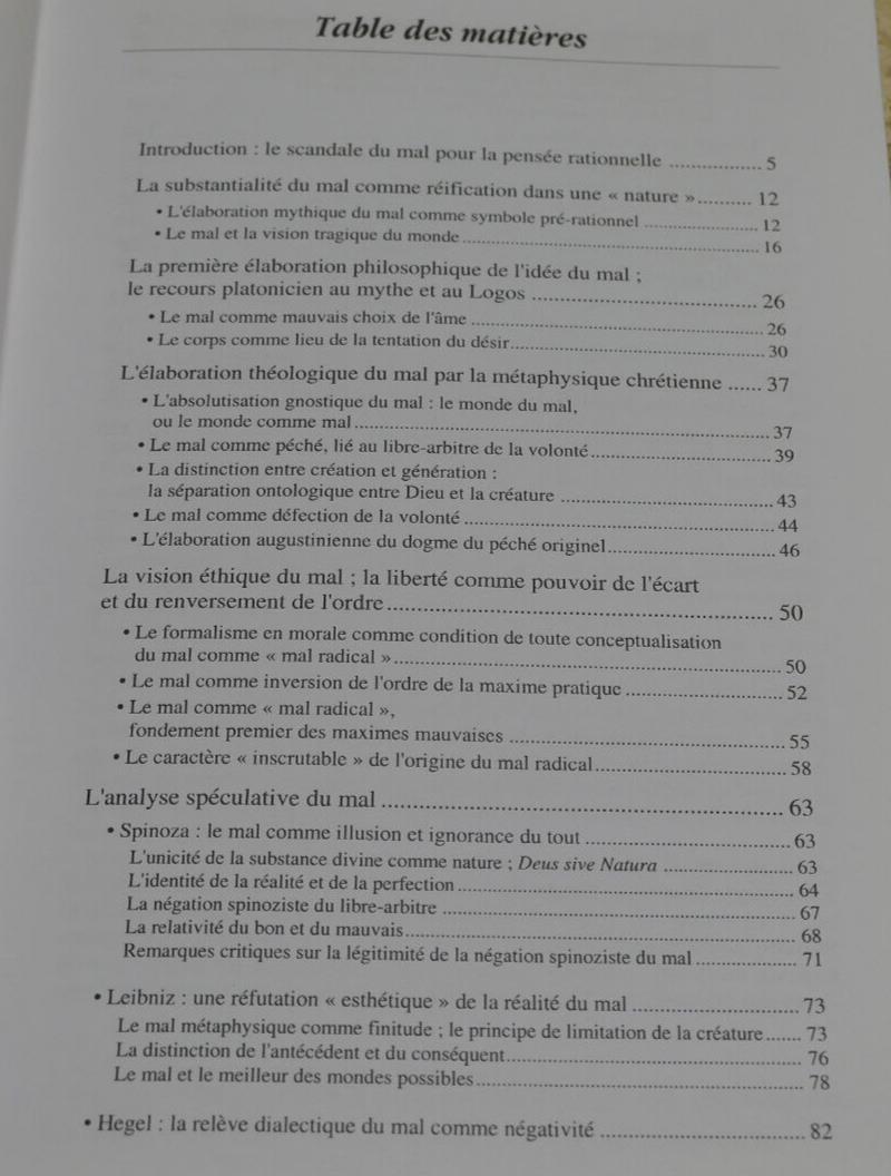 LA QUESTION DU MAL / PHILIPPE FONTAINE / PHILOSOPHIE ELLIPSES 2000